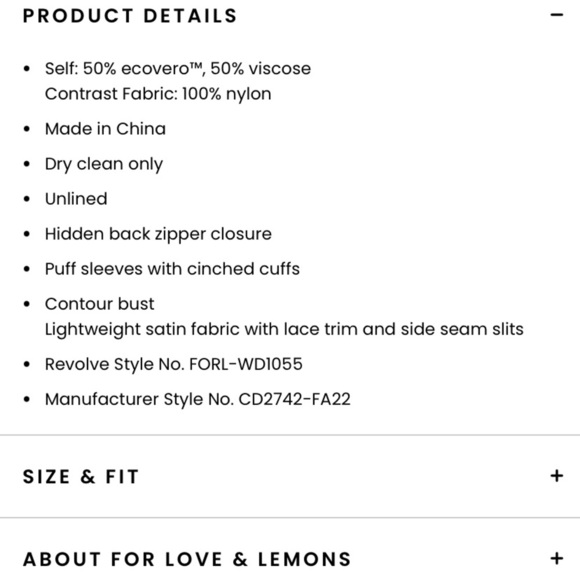 NWT For Love & Lemons Sylvia Floral Lace Puff Short Sleeve Slit Maxi Dress - Picture 15 of 15